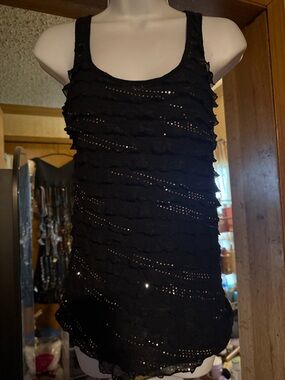 Candy Rain Black Tank Top with Sequence!!